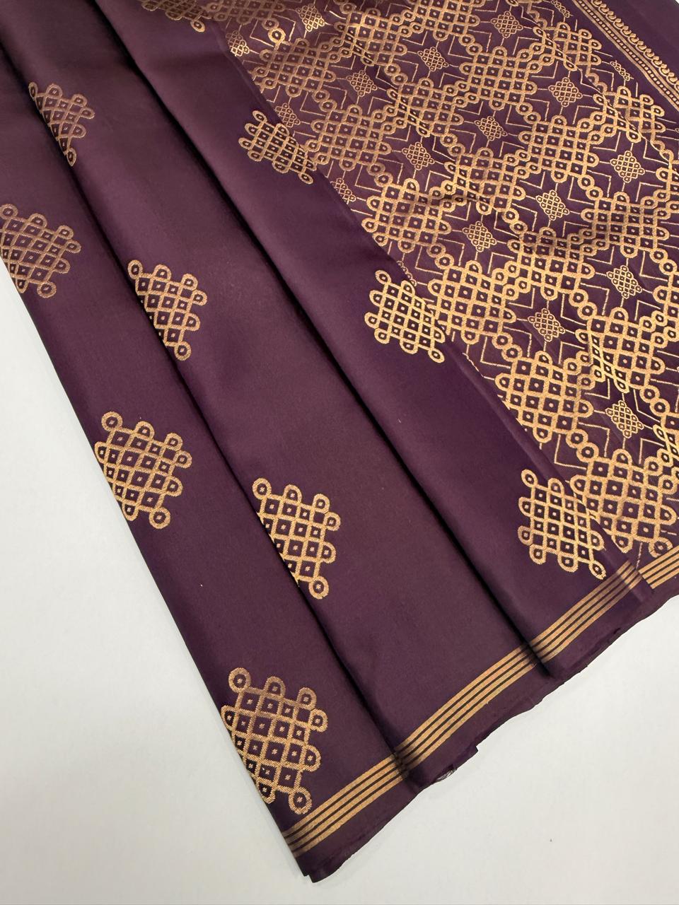 VSS531 - wine color body, pallu , blouse pure silk saree
