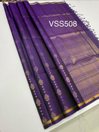 VSS508 - violet color body, pallu , blouse pure silk saree