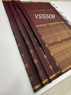 VSS509 - brown color body, pallu , blouse pure silk saree