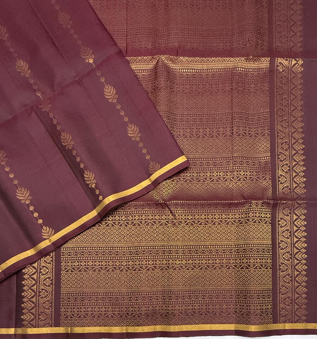 VSS509 - brown color body, pallu , blouse pure silk saree