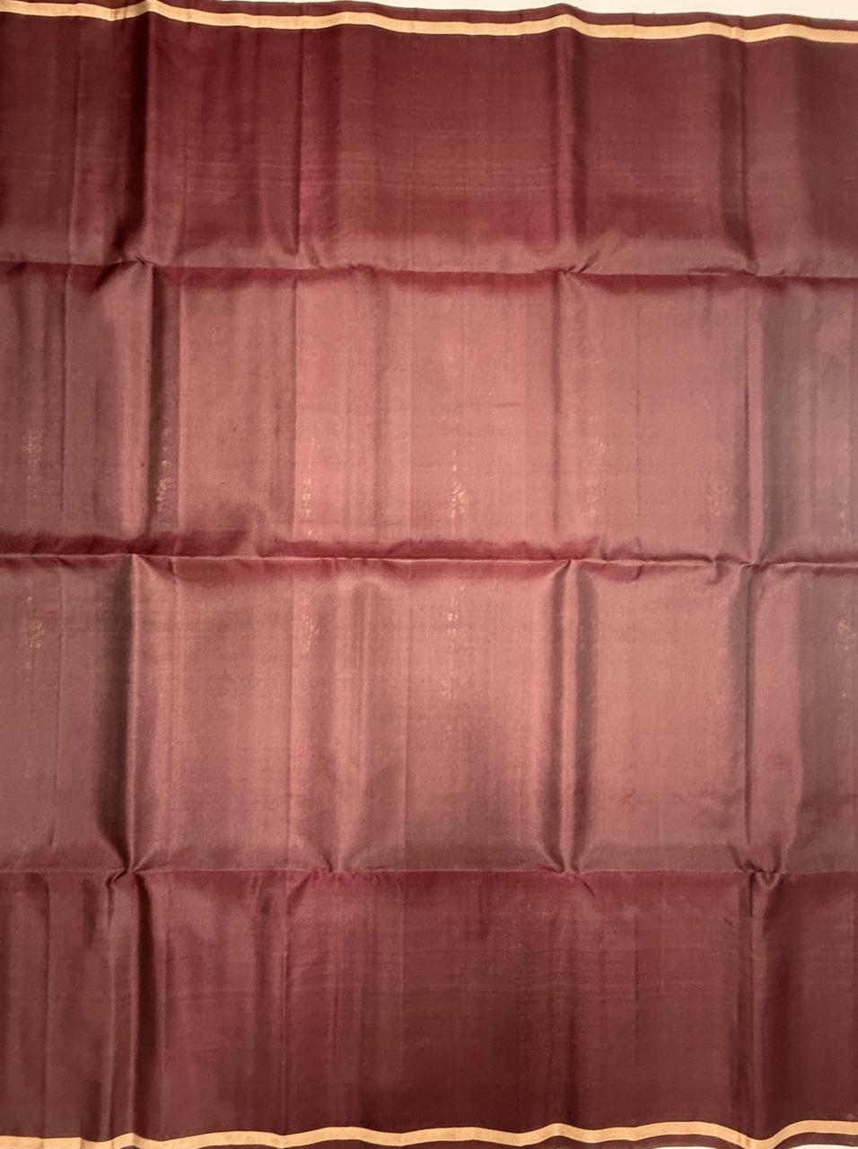 VSS509 - brown color body, pallu , blouse pure silk saree