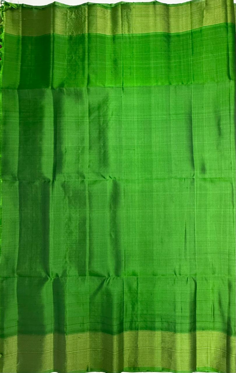 VST249 - purple color body , green color pallu , blouse - Pure silk saree