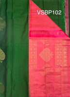VSBP102 - dark green color body , pink color pallu,blouse - Pure silk saree