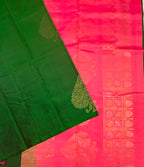 VSBP102 - dark green color body , pink color pallu,blouse - Pure silk saree