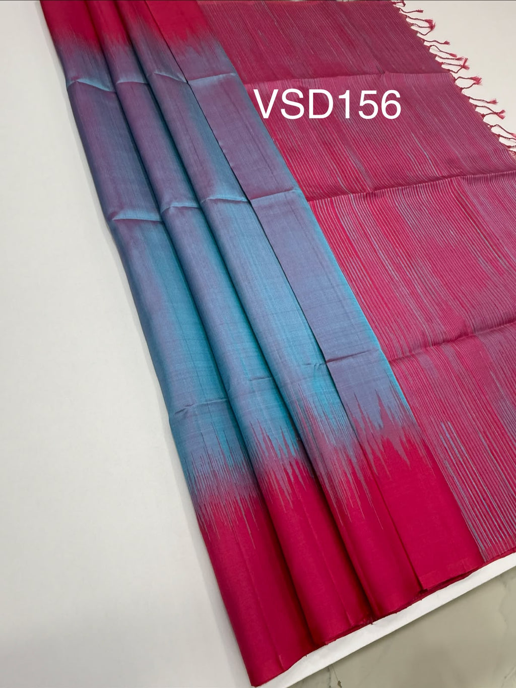 VSD156 - dual blue color body , pink color pallu,blouse - Pure silk saree