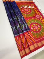 VSIS464 - navy blue color body , red with pink color pallu , blouse - Pure silk saree