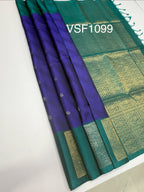 VSF1099 - ink blue color body , peacock blue color pallu,blouse - Pure silk saree