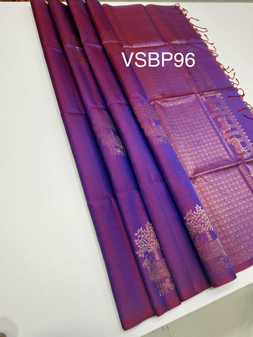 VSBP96 - purple color body , pallu,blouse - Pure silk saree