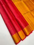 VSF979 - lotus pink color body , yellow color pallu,blouse - Pure silk saree