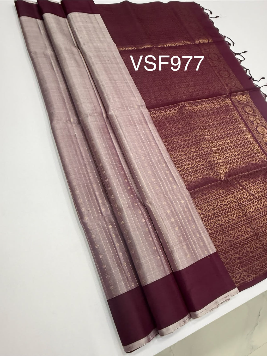 VSF977 - onion with purple color body , dark purple color pallu,blouse - Pure silk saree