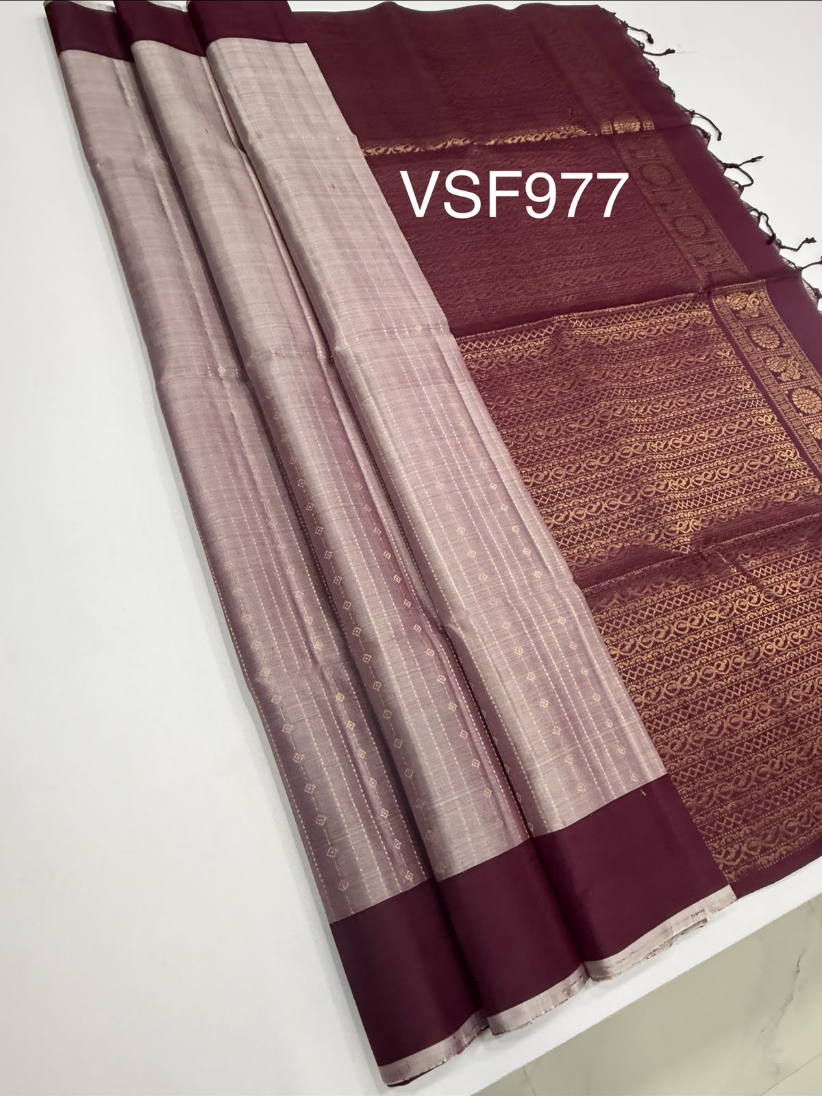 VSF977 - onion with purple color body , dark purple color pallu,blouse - Pure silk saree