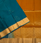VSOH440 - peacock blue color body &amp; mustard color pallu , blouse - Pure silk saree