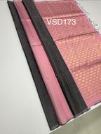 VSD173 - pink with black color body , color pallu,blouse - Pure silk saree