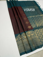 VSM58 - maroon color body , peacock green color pallu , blouse&nbsp;