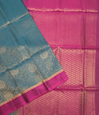 VSM259 - peacock blue color body , purple color pallu , blouse&nbsp;