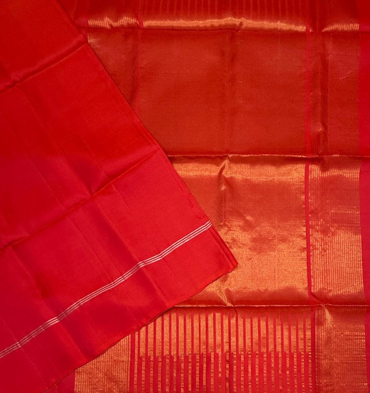 VSM1 - pinkish orange color body, pallu , blouse