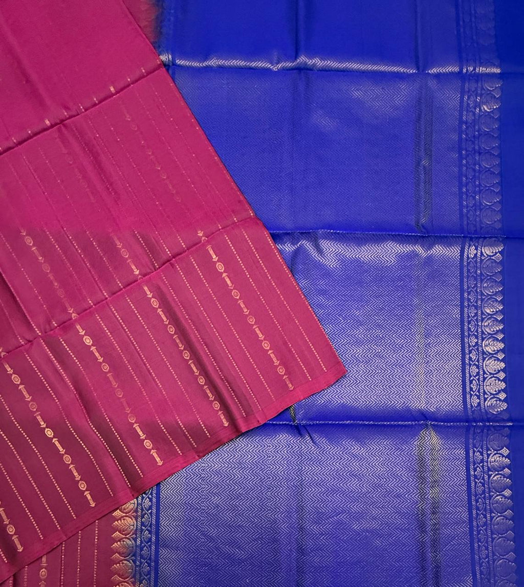 VSM22 - purple color body , ink blue color pallu , blouse