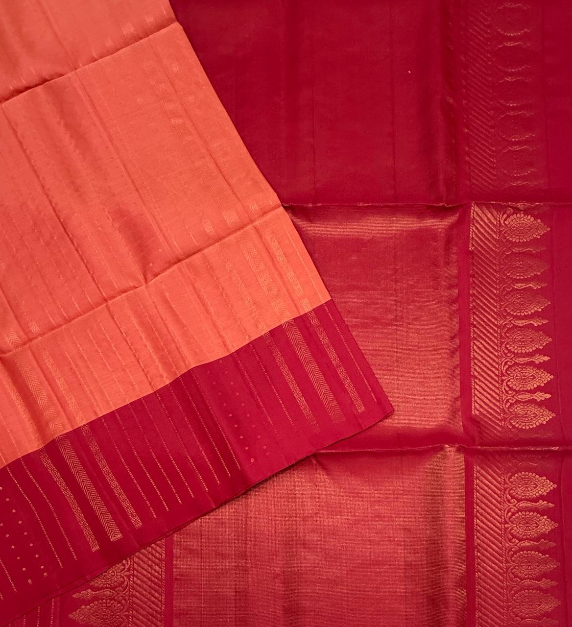 VSM42 - peach with pink color body , magenta color pallu , blouse&nbsp;
