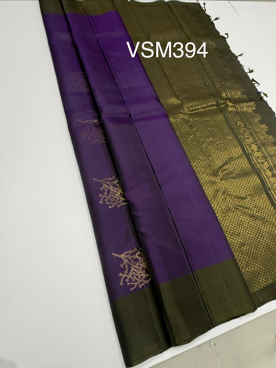 VSM394 - violet color body , dark green color pallu , blouse