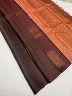 VSM27 - dark brown color body , peach color pallu , blouse&nbsp;
