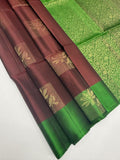 VSM244 - maroon color body , green color pallu , blouse&nbsp;