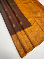 VSM164 - dual green color body , mustard color pallu , blouse