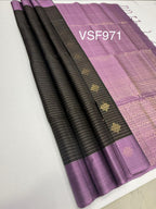 VSF971 - brown color body ,&nbsp; lavender color pallu,blouse - Pure silk saree