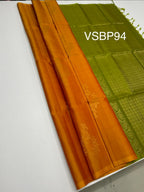 VSBP94 - yellow wiht red color body & green color pallu,blouse - Pure silk saree