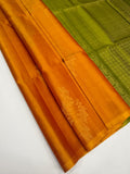 VSBP94 - yellow wiht red color body & green color pallu,blouse - Pure silk saree