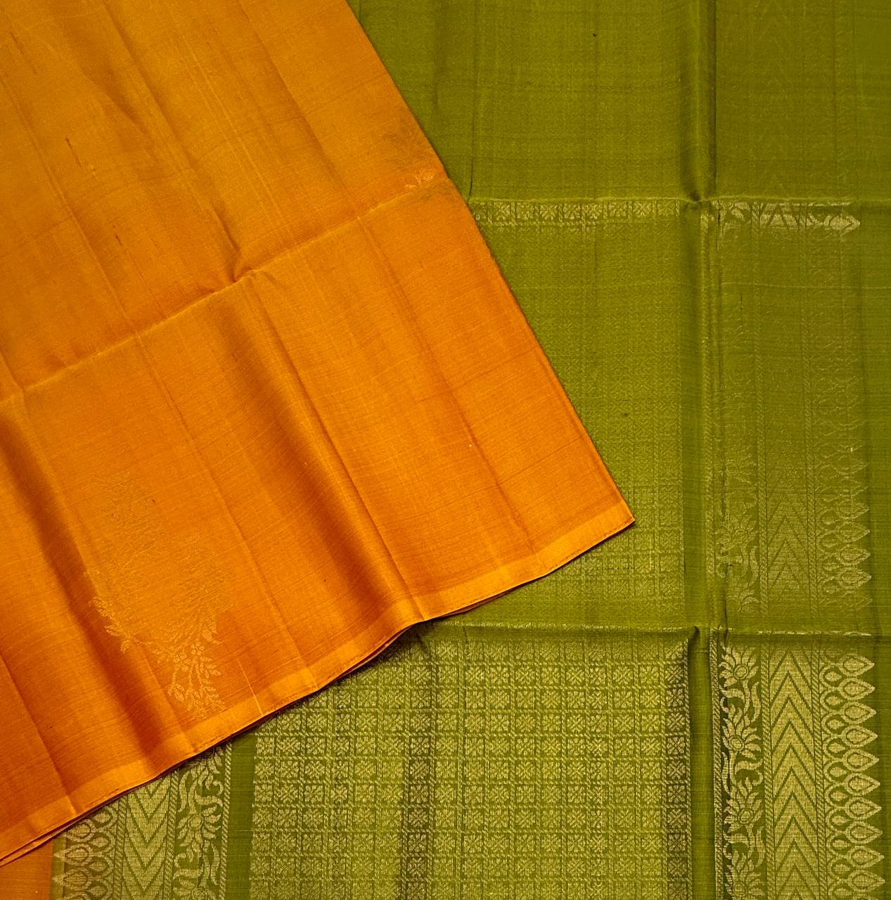 VSBP94 - yellow wiht red color body & green color pallu,blouse - Pure silk saree