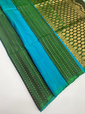 VSD177 - blue with green color body , color pallu,blouse - Pure silk saree