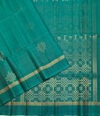 VSS526 - peacock green color body, pallu , blouse pure silk saree