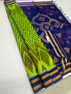 VSISC353 - bright yellow color body , royal blue color pallu , blouse.