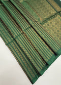 VSA493 - bottle green color body, pallu , blouse pure silk saree