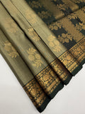 VSF942 - pastel green color body ,&nbsp; bottle green color pallu,blouse - Pure silk saree