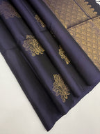 VSS368 - navy blue color body, pallu , blouse pure silk saree