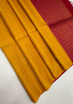 VSA619 - yellow color body & pink color pallu , blouse pure silk saree