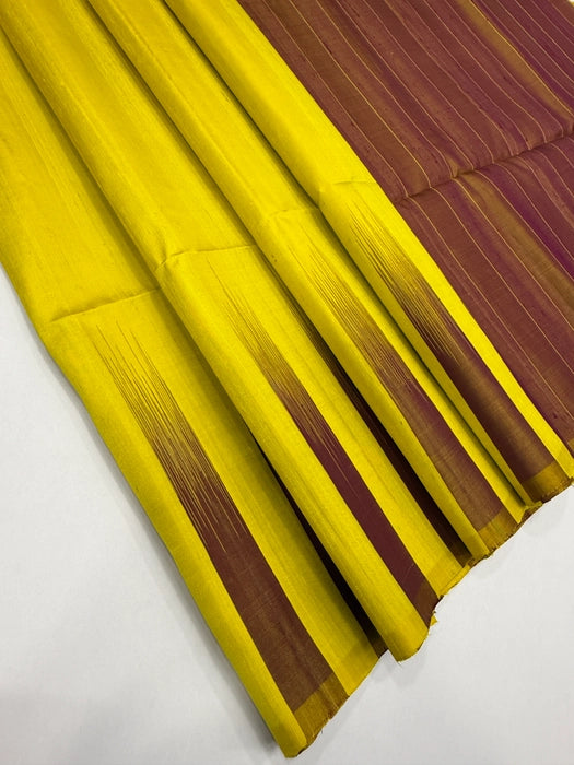 VSD107 - yellow color body &amp; purple with yellow color pallu,blouse - Pure silk saree