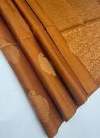 VSS441 - dark mustard color body, pallu , blouse pure silk saree