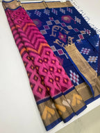 VSISC408 - rani pink color body , ink blue color pallu , blouse.