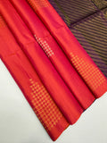 VSBP36 - pinkish orange color body & purple color pallu,blouse - Pure silk saree