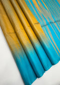 VSD138 - dual yellow color body &amp; blue with yellow color pallu,blouse - Pure silk saree