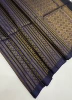 VSA397 - navy blue color body, pallu , blouse pure silk saree