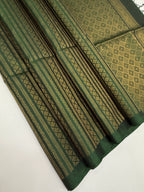 VSA626 - bottle green color body, pallu , blouse pure silk saree