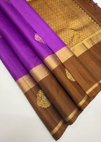 VSCB583 - violet color body , brown color pallu , blouse - Pure silk saree