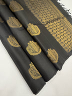 VSS359 - black color body, pallu , blouse pure silk saree