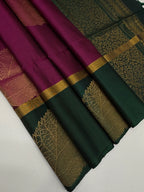 VSBP30 - purple color body, bottle green color pallu,blouse - Pure silk saree