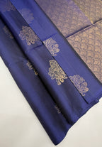 VSS313 - navy blue color body, pallu , blouse pure silk saree