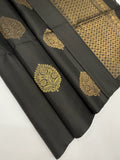 VSS308 - black color body, pallu , blouse pure silk saree
