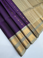 VSF936 - violet color body , beige color pallu,blouse - Pure silk saree